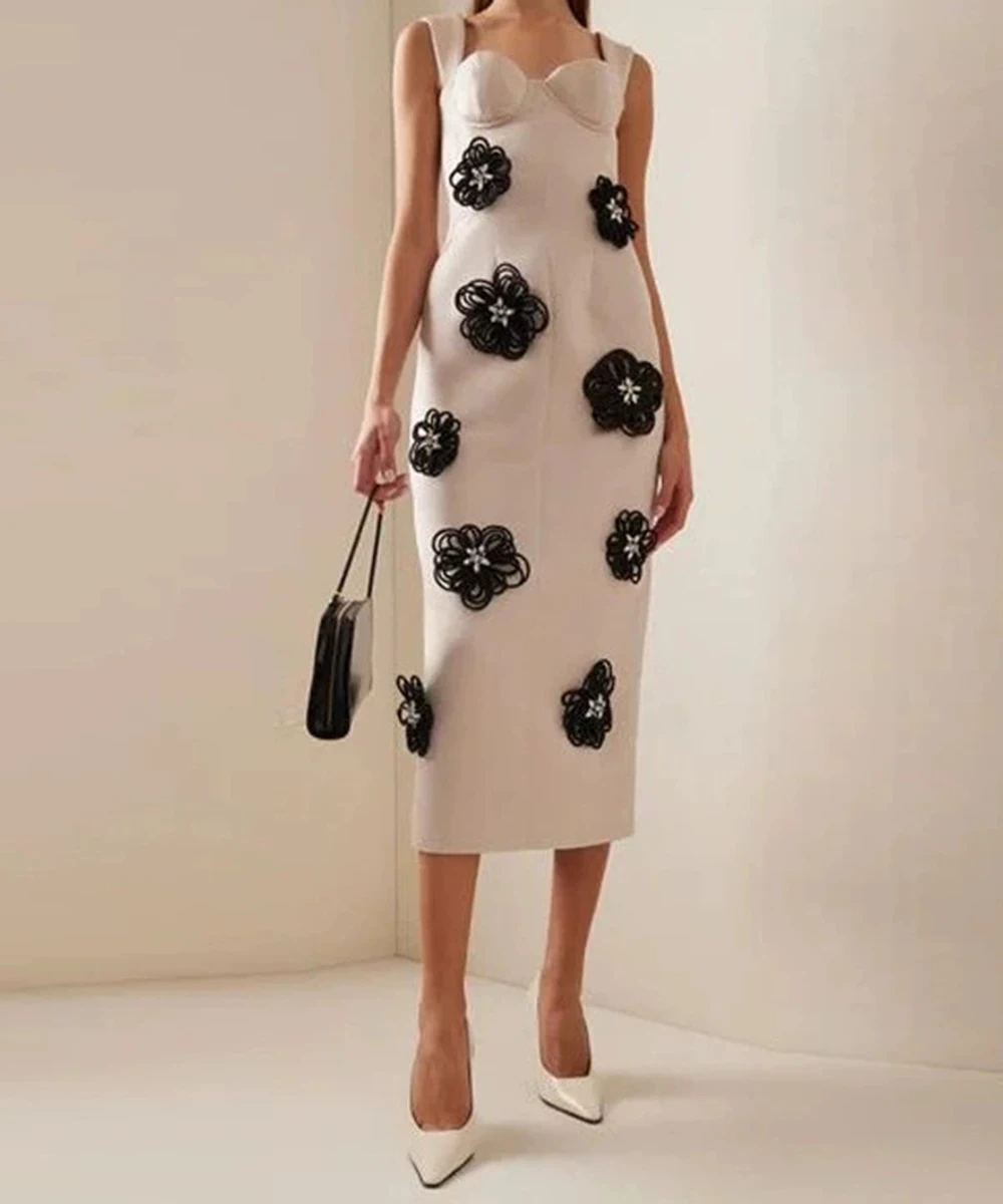 

European and American clothing hot style elegant flower bandage skirt evening dress women's high-end banquet skirt-GZXX1086