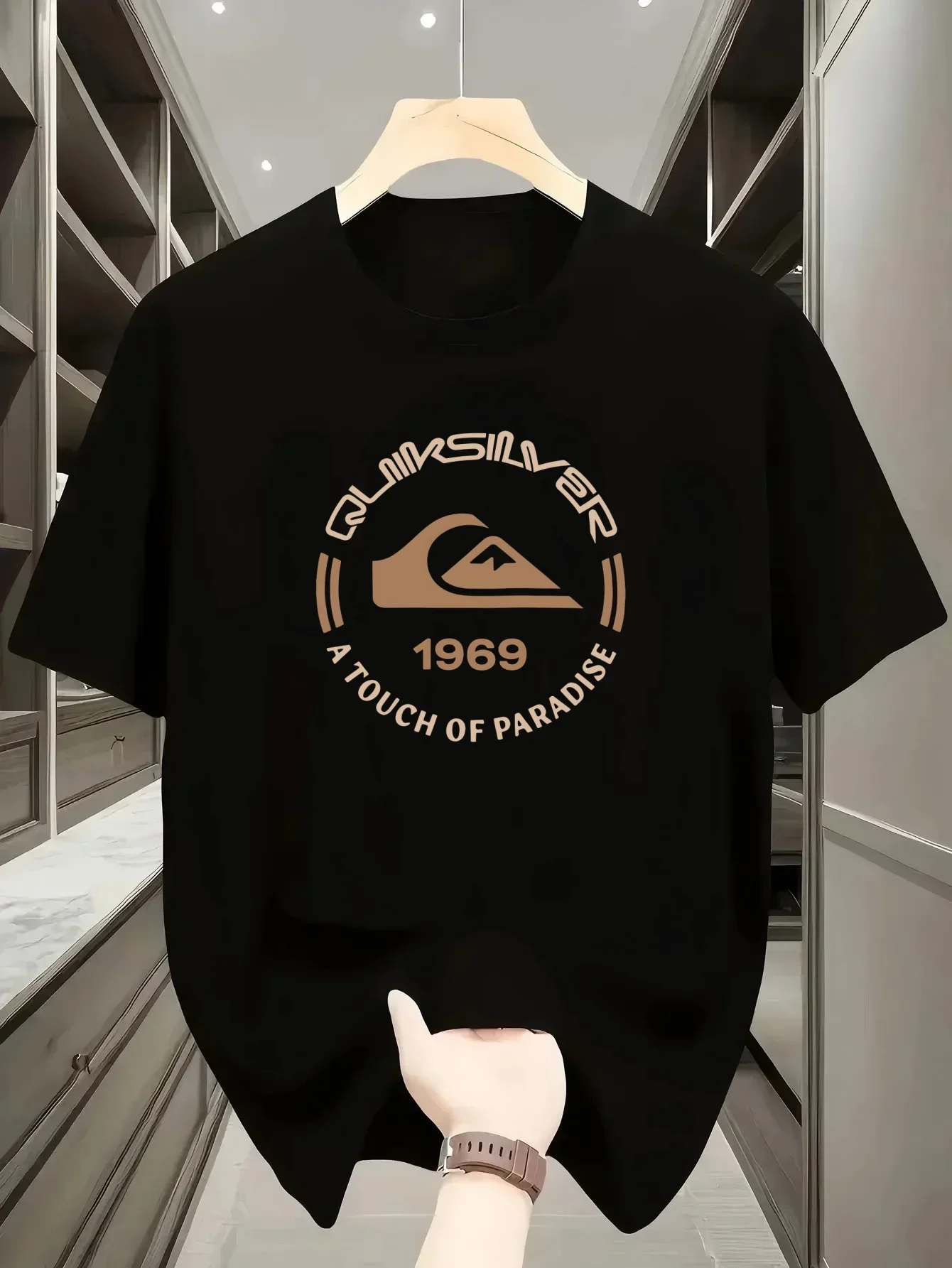 Fashion New Men's Quiksilver 1969 Logo Print Men's T-shirt Summer lightweight and Breathable Casual Short Sleeve Men's Clothing