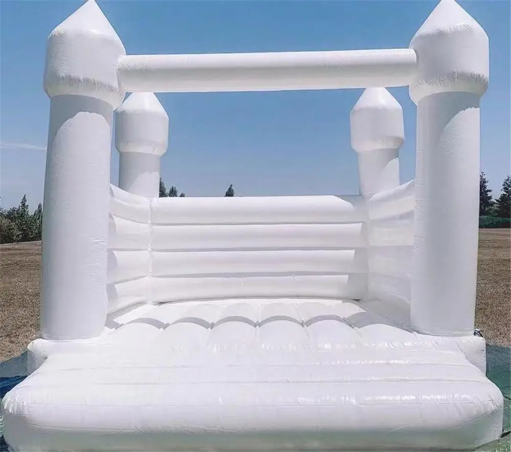 Mn Jumper-Château Gonflable Blanc pour Mariage, Maison Rebondisnoyaux, Tente avec Souffleur d'Air, Tout PVC, Commercial, Vente en Gros, 13x13 Pieds