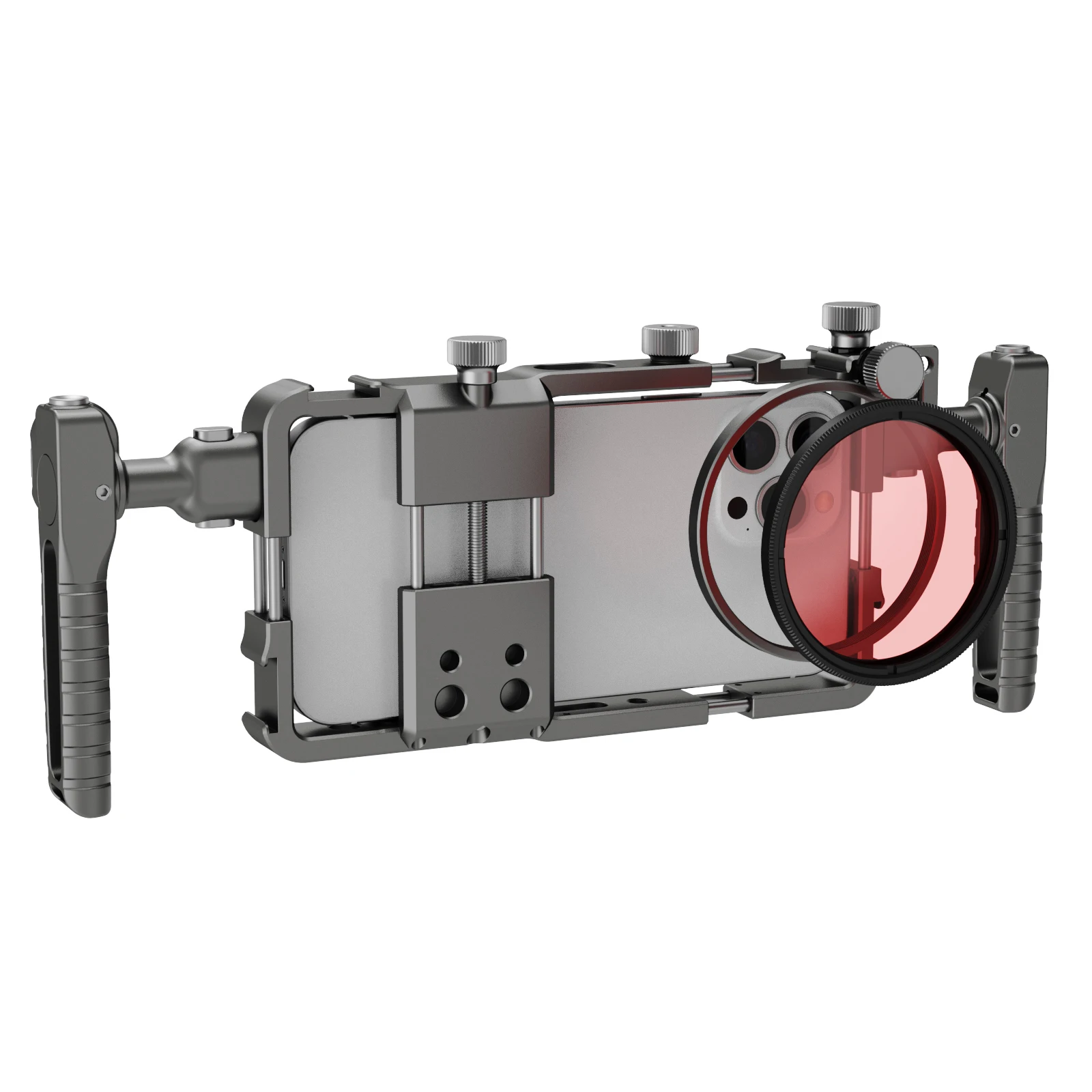 Universal Smartphone Aluminum Alloy Cage 360° Bluetooth Handle+Filter Mount+Magnetic Fill Light+Power Bank Clip 5 pcs Sets