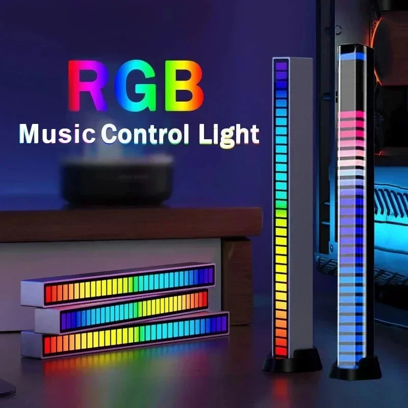 LED Sound Control Lights RGB 3D Pickup Lights Smart APP Control Music Rhythm Atmosphere Light for Gaming Desktop Decora LED Lamp