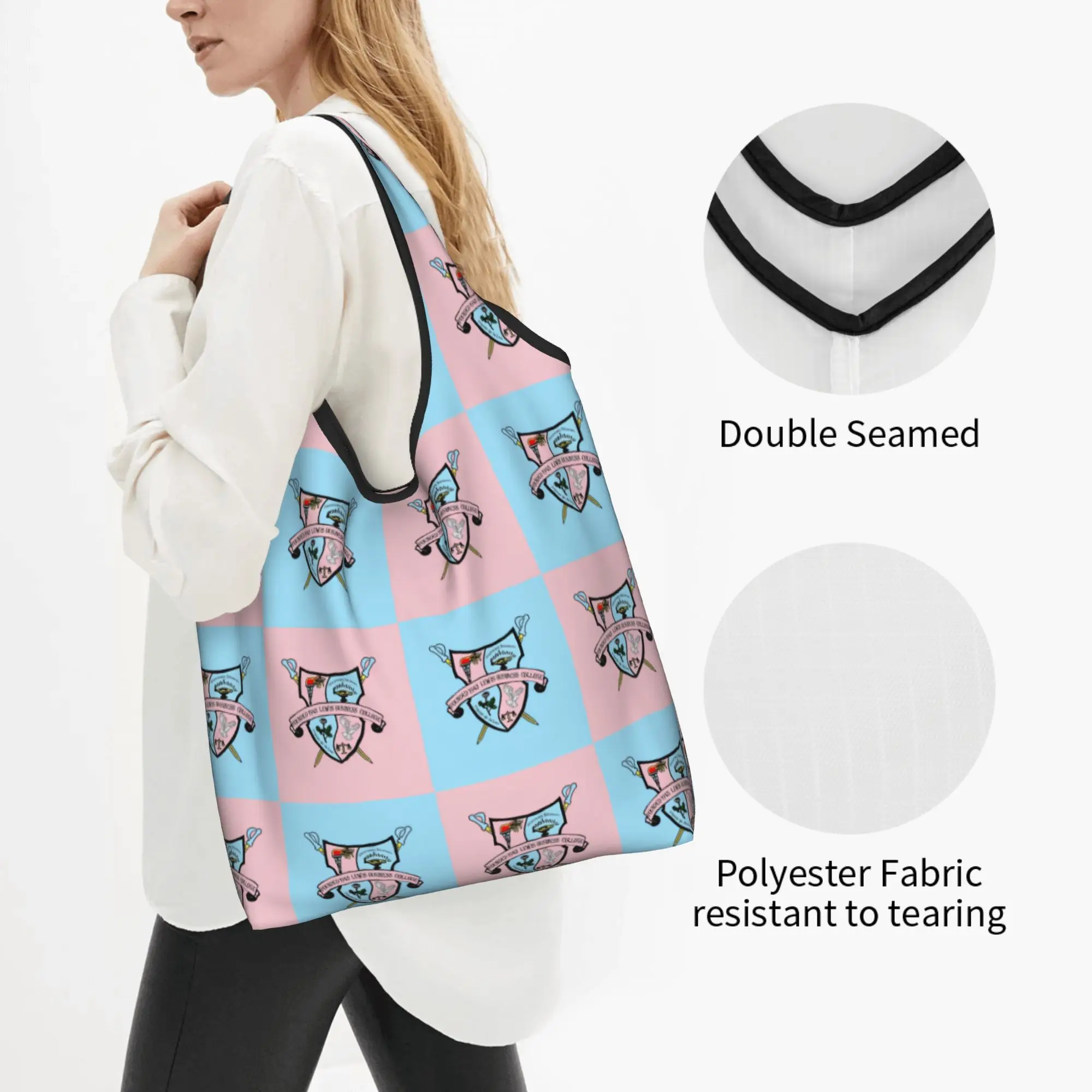 Gamma Phi Delta African American Sorority Grocery Shopping Bags Fashion Shopper Tote Shoulder Bags Checkered Plaid 1943 Handbag