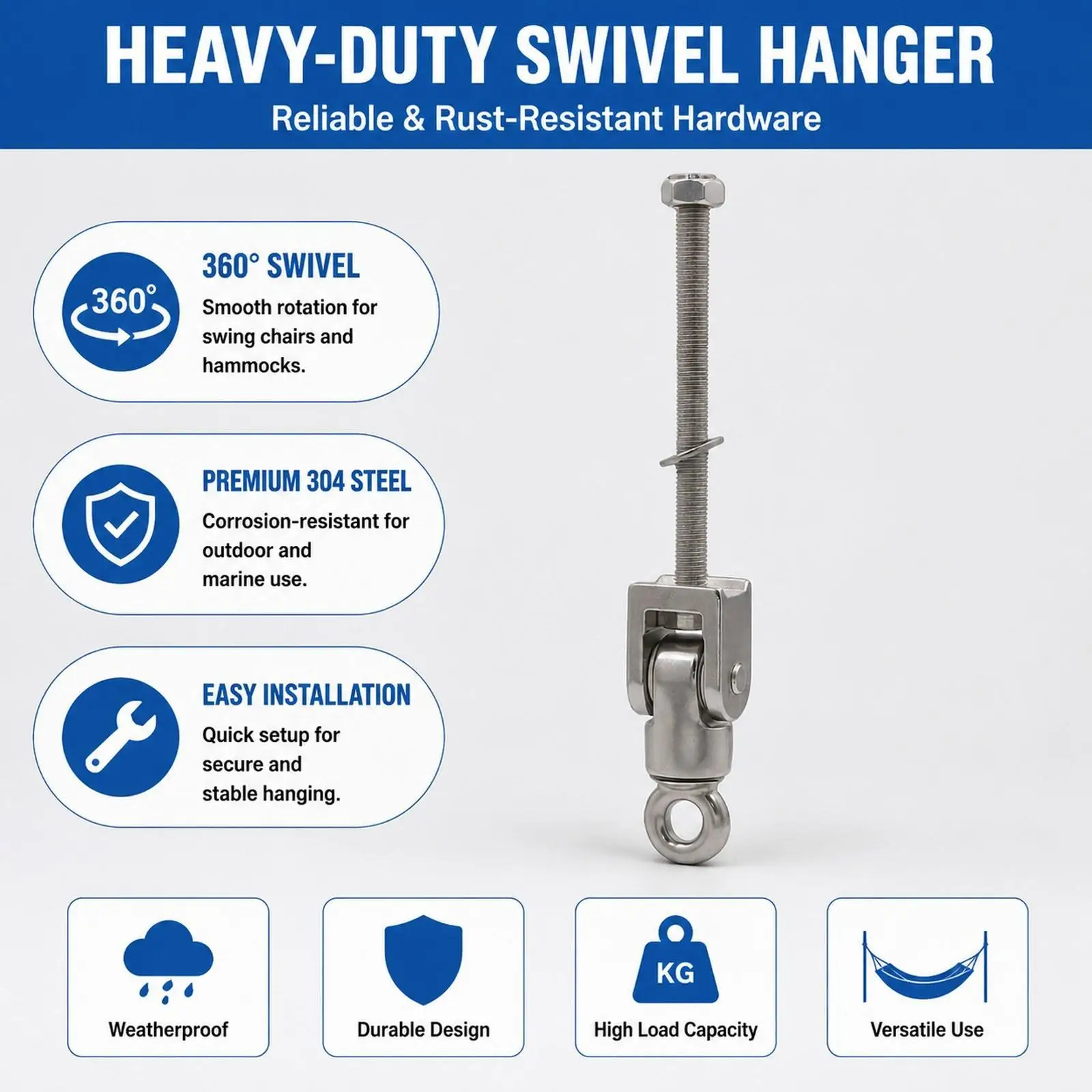 Stainless Steel Swing Hook for Wood and Steel Beam Universal Attachment Bearing Swing Hanger Hardware for Hammock Playground