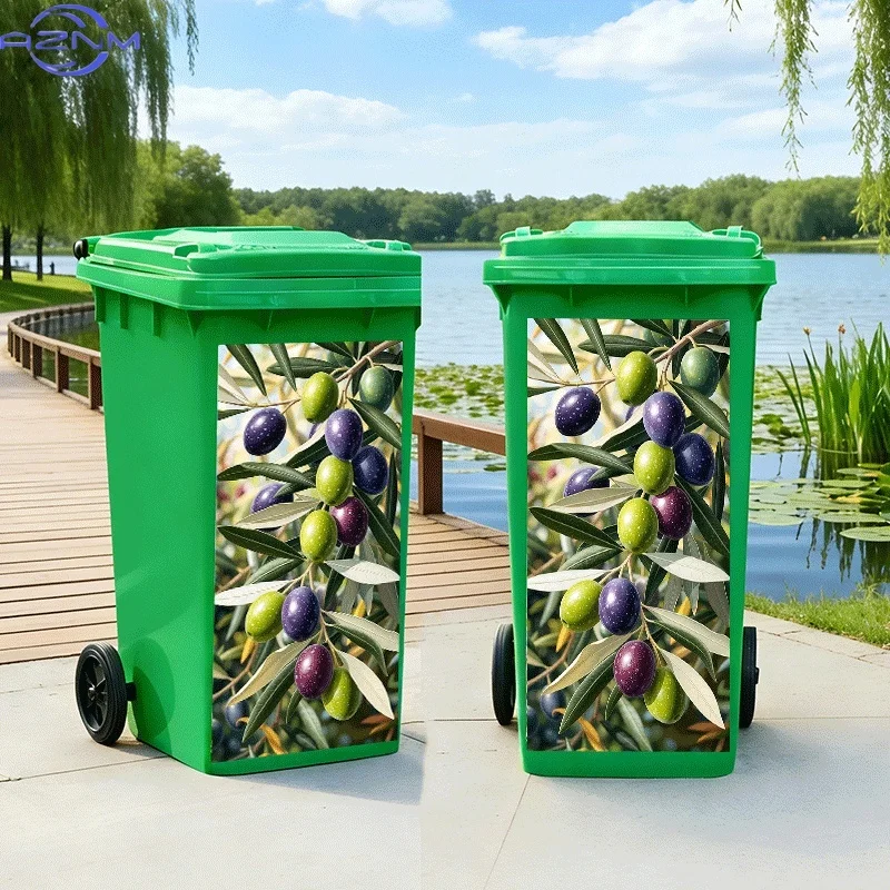 [2D Flat Printing]1pc Trash Can Sticker[Title Translated, Do Not Change] Olive Branch Colorful Fruit Theme Design Wall Sticker