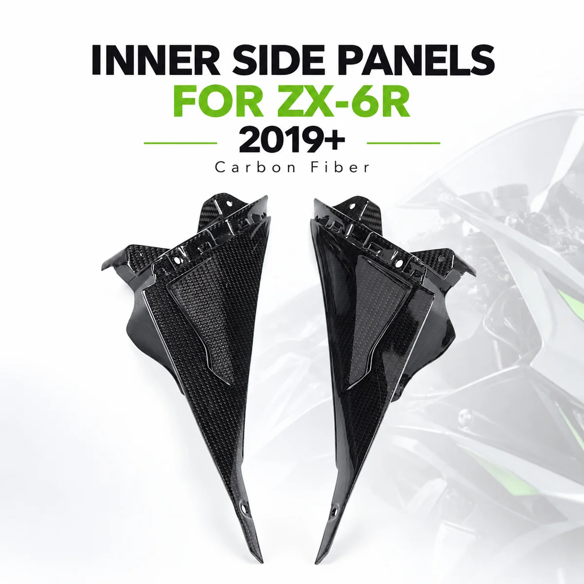 Inner Side Panels Dash Fairing Covers Carbon Fiber Cockpit Trim for Kawasaki Ninja ZX6R ZX-6R 2019+ Motorcycle Accessories