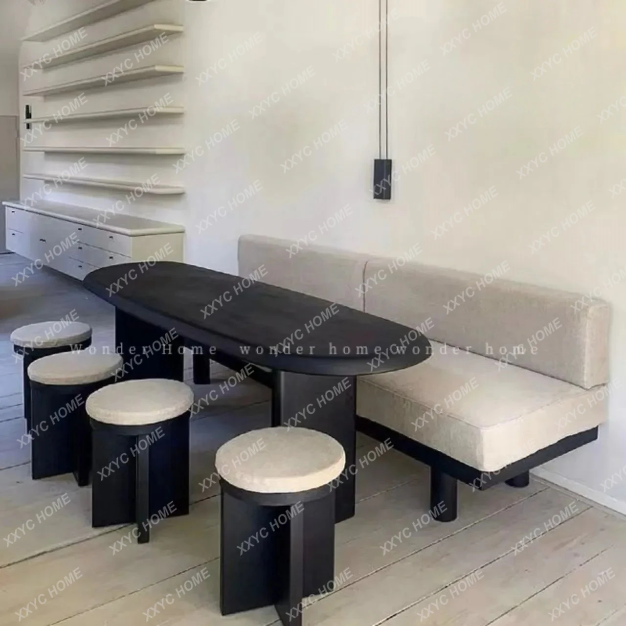 A Black Modern Medieval Coffee Table Oval Living Room Just Talk Solid Wood Oval Tea Table Ash Wood Square Low Table