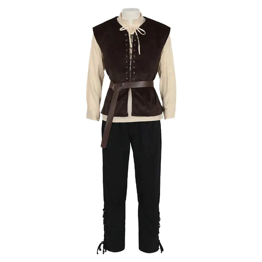 Halloween Medieval Punk Top Hat Wig Beard Men Pants Vest Belt Steam Jacket Gothic Victorian Era Suit Accessories