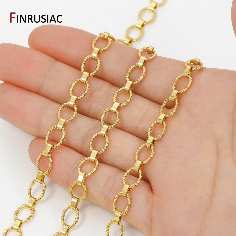

18K Gold Plated Brass Twisted Oval Chains for Jewelry Accessories,7*9.5mm Cuban Cable Chain For DIY Handmade Crafts Supplies