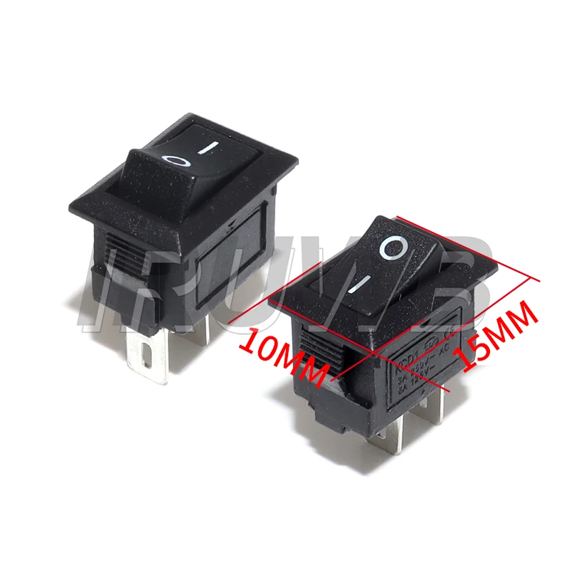 5Pcs 10x15mm Auto Car Truck Boat Round Rocker 250V 3A 2-Pin ON/OFF Toggle SPST Switches Rocker Switch