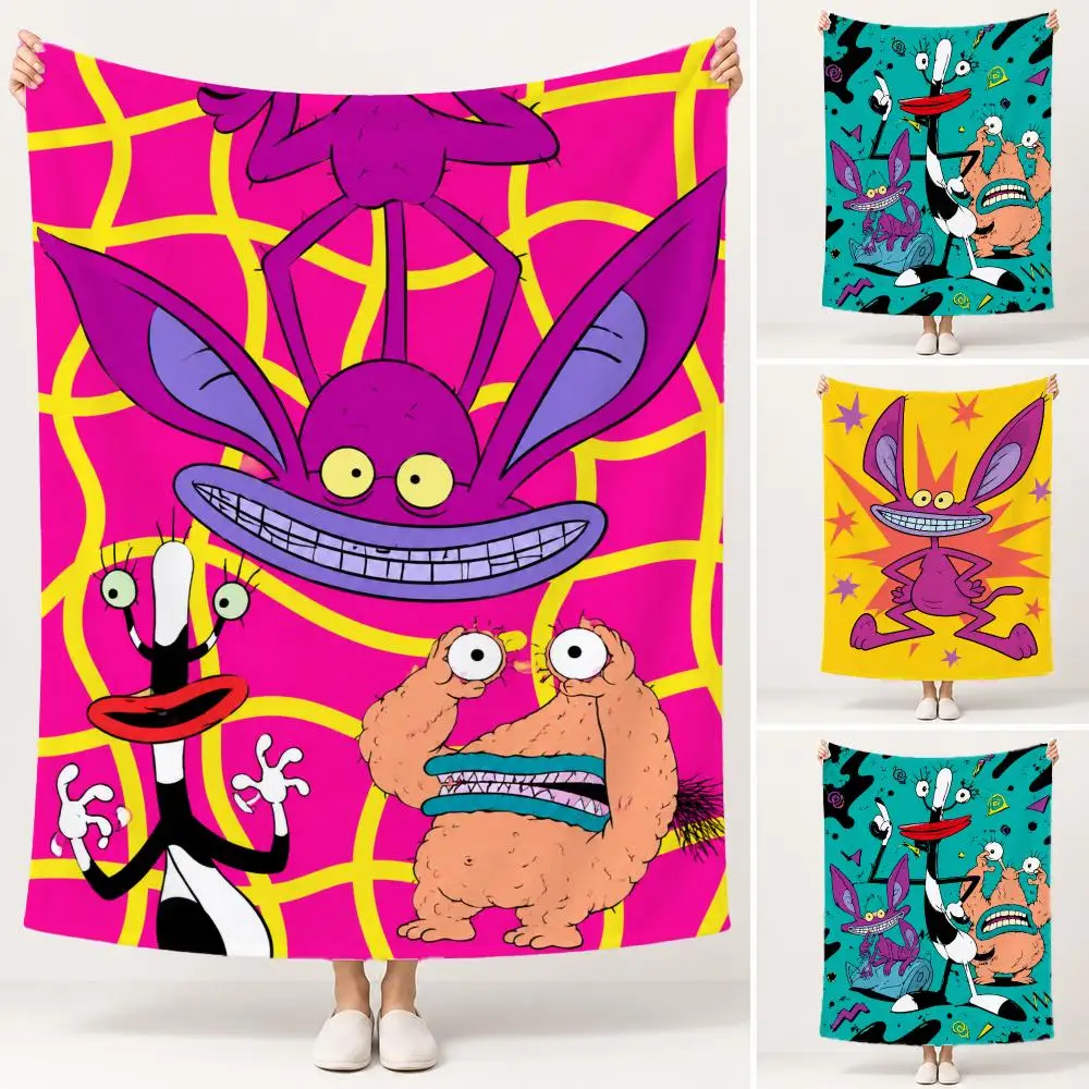 anime-aaaahh--manta-de-pelucia-macia-de-flanela-com-estampa-de-monstros-reais-cobertura-decorativa-para-sofa-cama-viagens-e-piqueniques