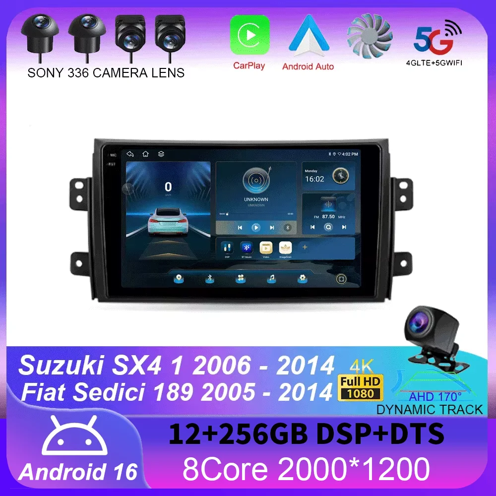 

For Suzuki SX4 1 2006 - 2014 For Fiat Sedici 189 2005 - 2014 GPS Car Radio Navigation Multimedia Video Player Stereo Android 16