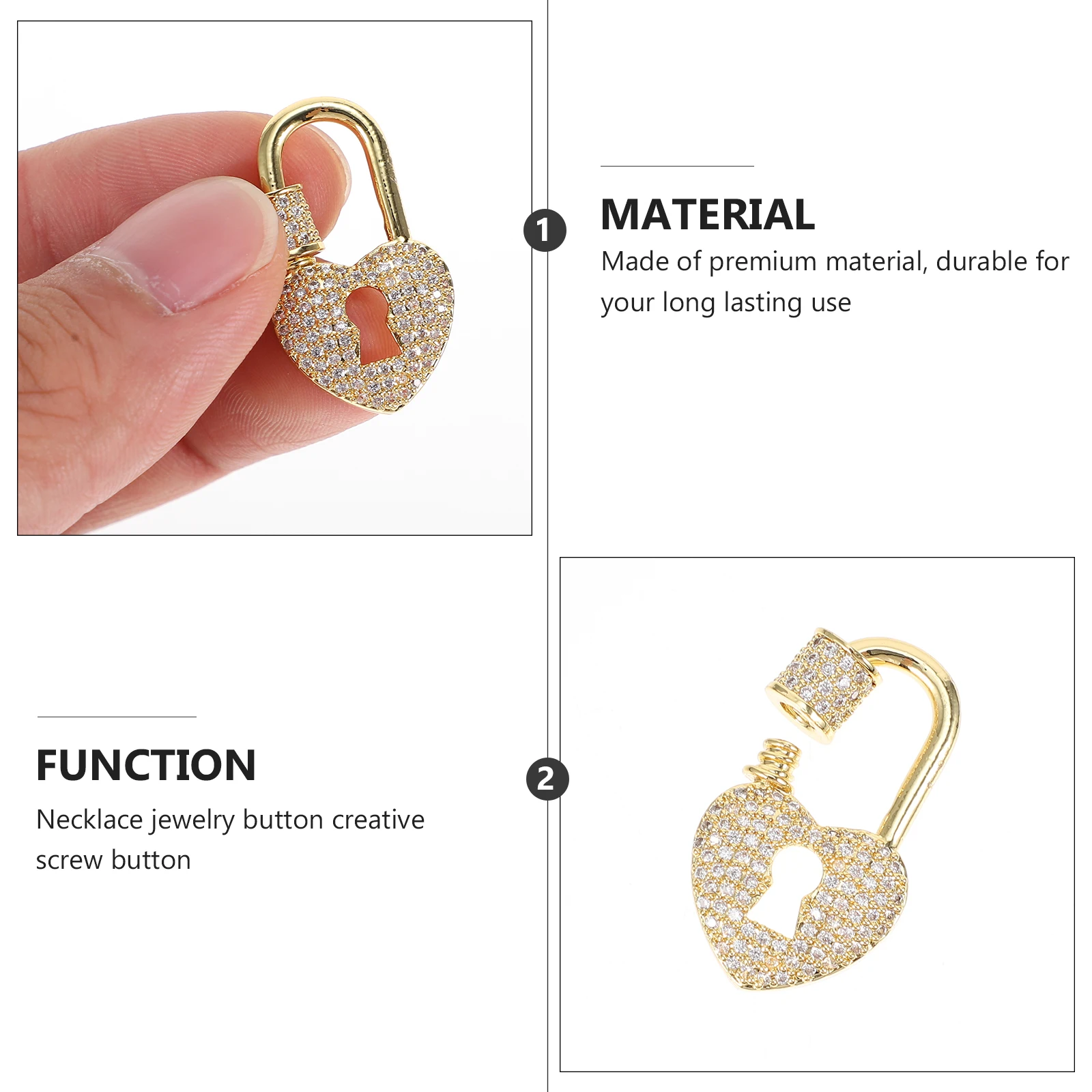 

Peach Heart Keyhole Necklace Clasp DIY Jewelry Accessories Copper Charm Connector Buckle Lightweight Durable Professional Making