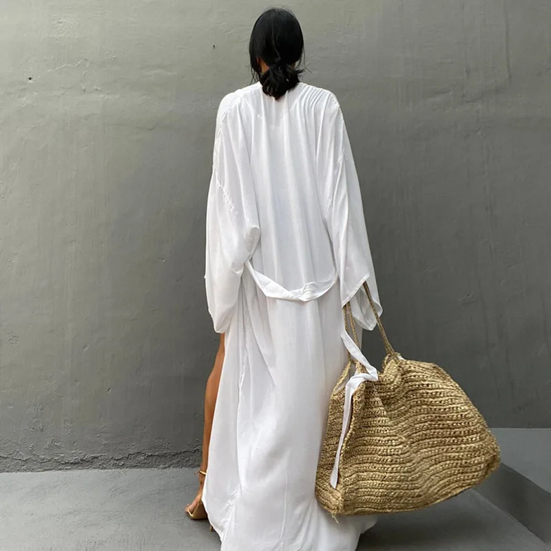 Women Rayon Beach Cover Up Cardigan Loose Long Open Front Swimsuit Coverup Summer Vacation Kaftan Sun Protection Kimono Cardigan