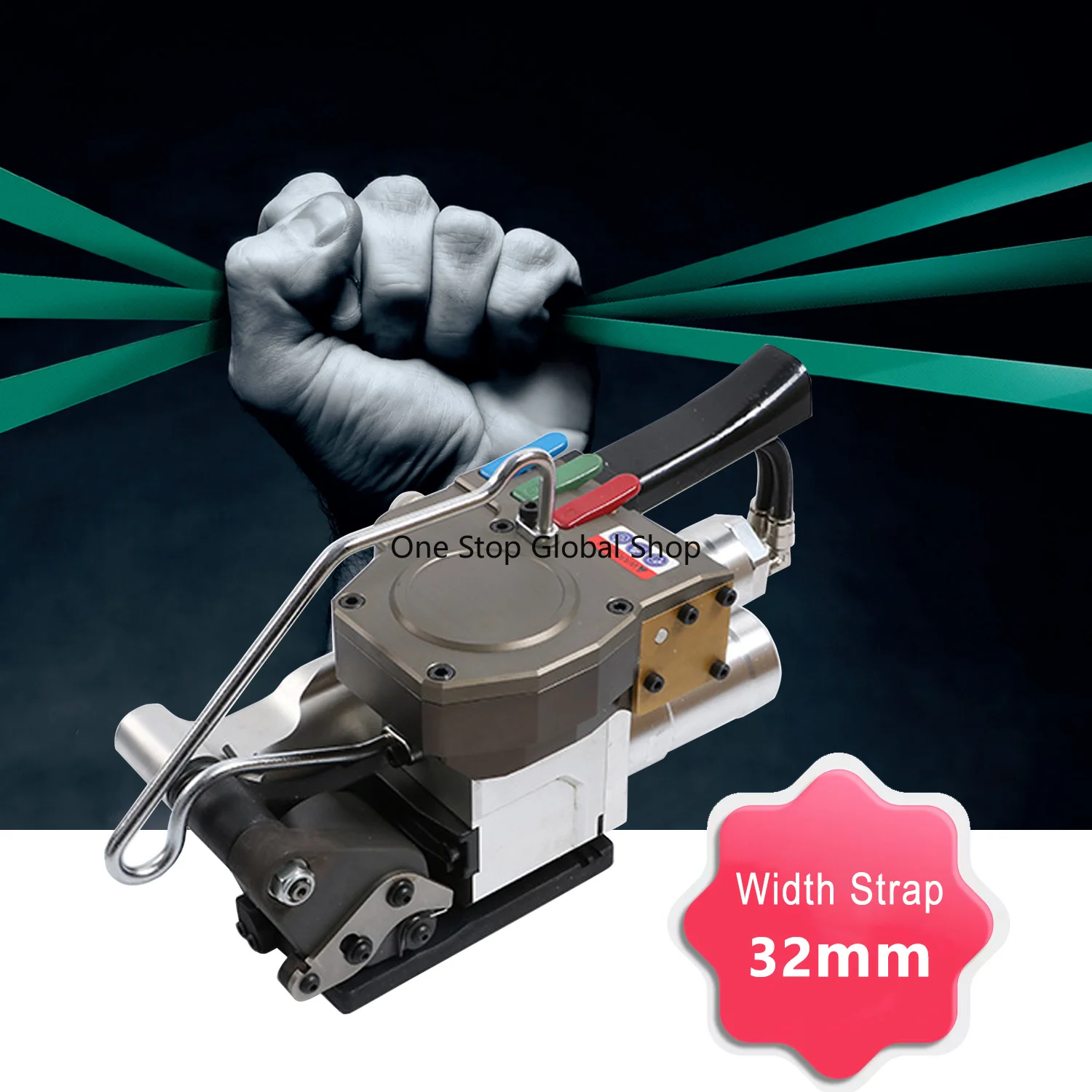 High-pressure Source Drive Large Tension 6000N Pneumatic Handheld Strapping Tool 32mm Banding Wrapping Machine Baler