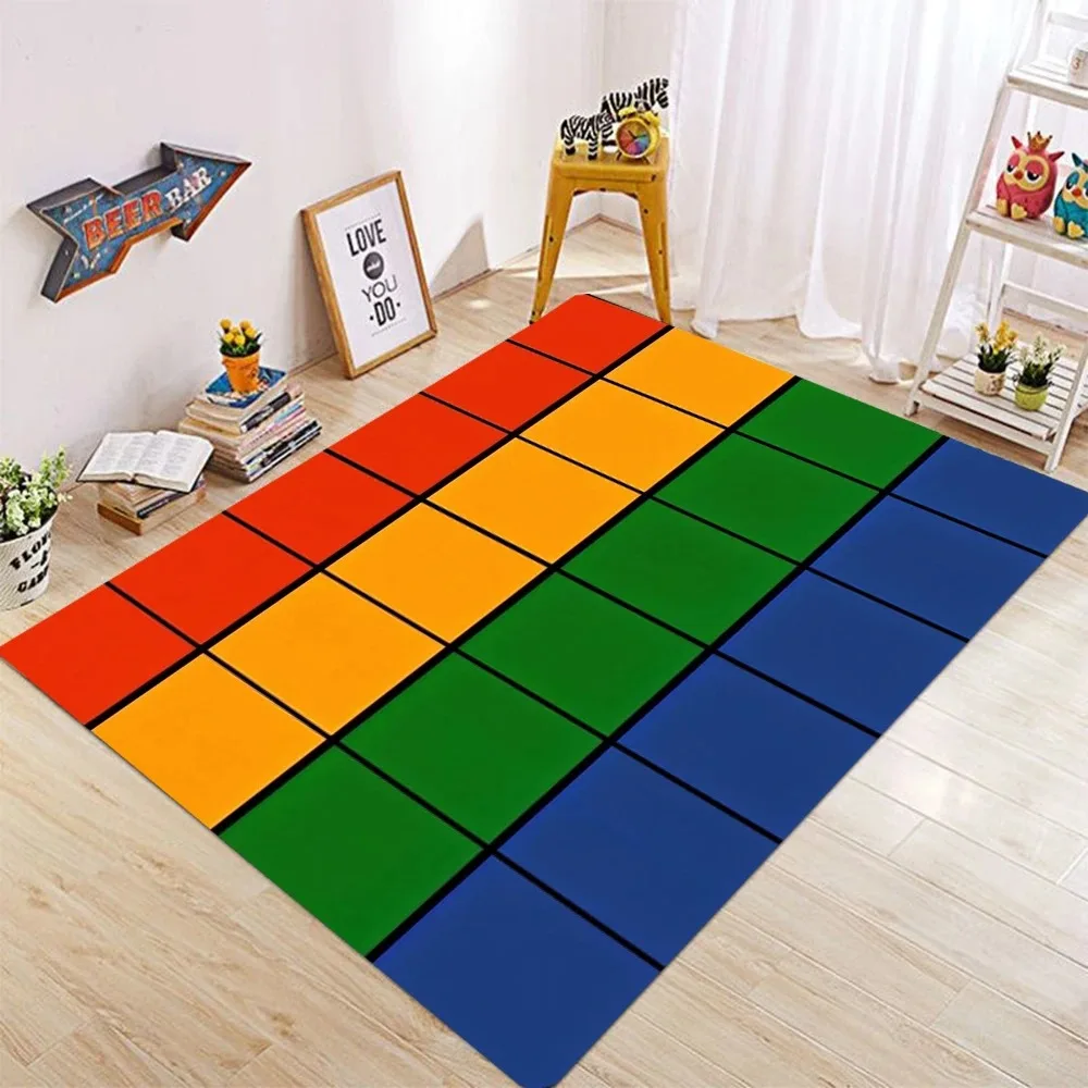 Educational ABC Number Kids Room Large Carpet Colorful Alphabet Animal Pattern with Counting Area Anti-slip Rug for Home Decor