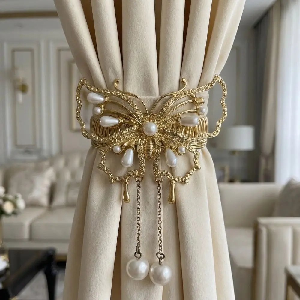 

Luxury Butterfly Curtain Buckle Metal Gold Curtain Holdbacks Beautifully Decorative Curtains Tie Rope Office