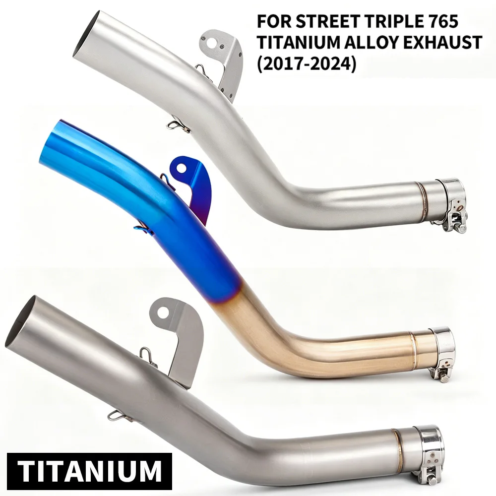 Escape Moto Auspuff-Verbindungsrohr 51mm für Street Triple 765 S R RS Motorrad Auspuff Mittelrohr 2017-2024