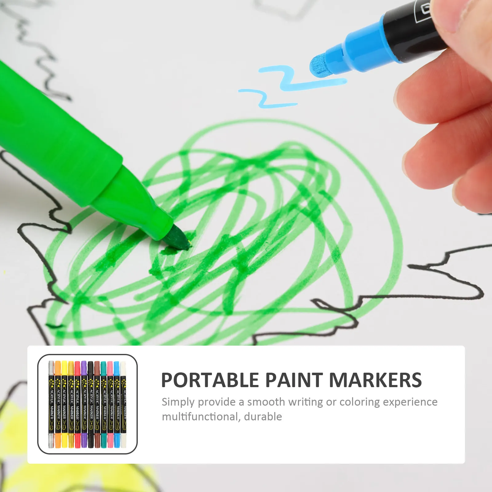 

12Pcs Marker Pens High Grade Portable Lightweight Multi-Function Drawing Paint Supply Household Art Paint Markers