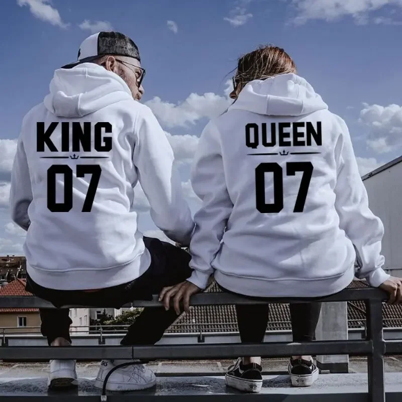 King Queen Heat Transfer Decal Hoodie Heat Transfer Stickers for Couple Lover Autumn and Winter Iron on Decals for DIY Clothing