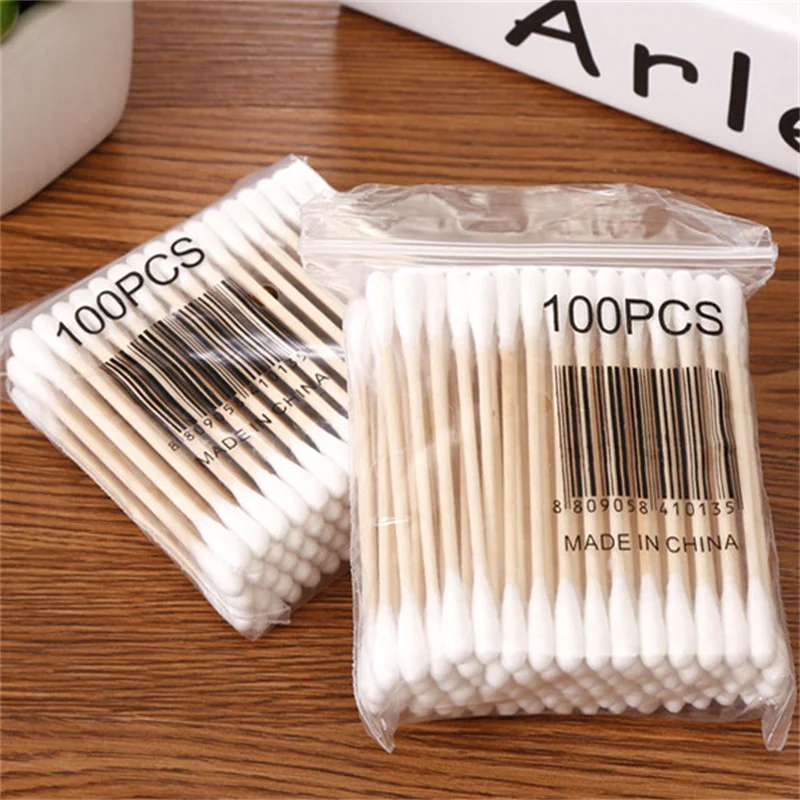 100/500/1000/2000pcs Double Head Women Makeup Cotton Buds Tip Cotton Swab For Wood Sticks Nose Ears Cleaning Health Care Tools