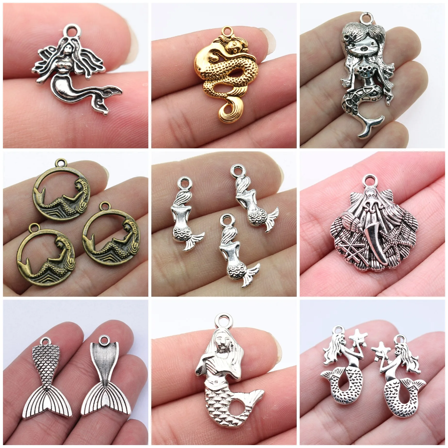 Mermaid Ocean Fantasy Charms Pendant Beach Women Jewelry Parts Charms For DIY Bracelet Necklace Jewelry Making Supplies Wholes