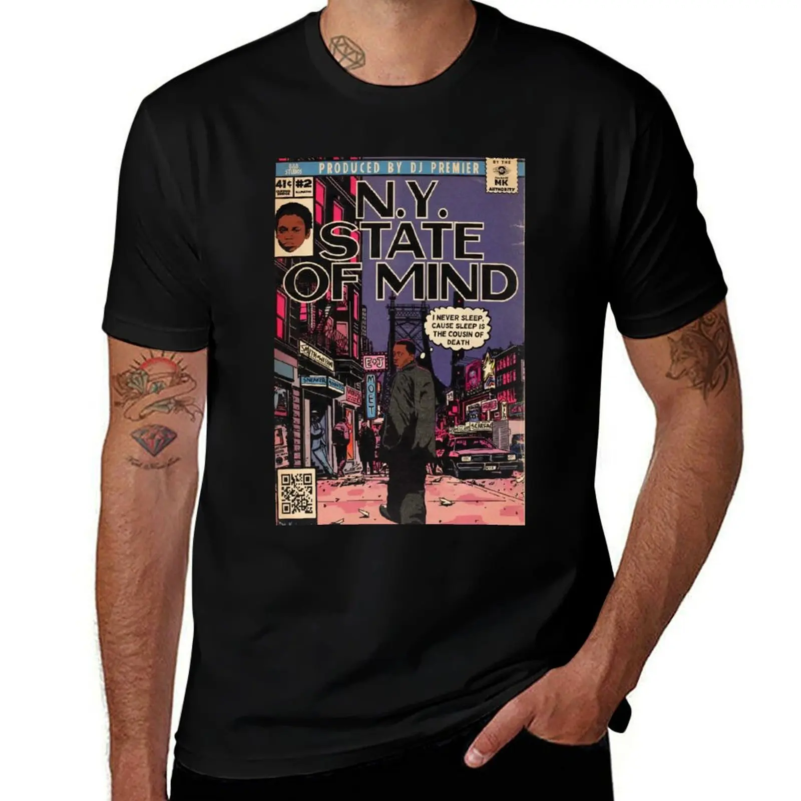 Футболка Illmatic Album N.Y. State of Mind - Футболка N.Y. State of Mind Album Illmatic, однотонная, больших размеров