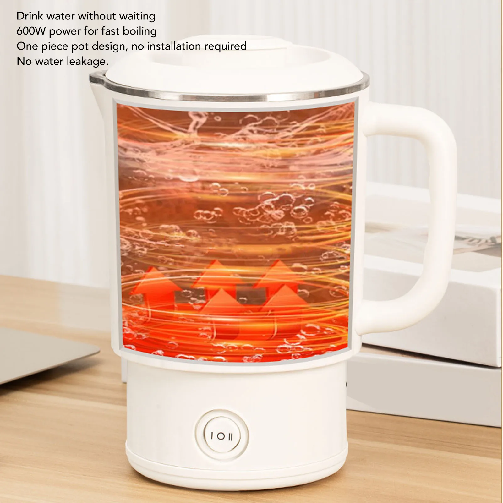 غلاية كهربائية للسفر 600 وات 600 مل 304 من الفولاذ المقاوم للصدأ سخان غلاية الماء الساخن المحمول للشاي والقهوة