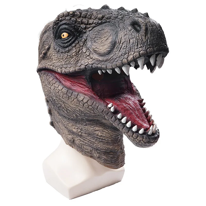 Eraspooky Realistic Jurassic Dinosaur Cosplay Tyrannosaurus Latex Mask Halloween Costume Props For Adult Festival Party Headgear