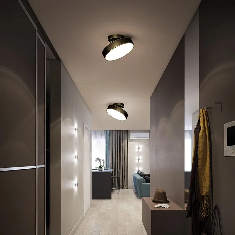 Modern Black/Gold Brass Rotundity LED Ceiling Lights Home Decoration Living Room Hallway Entrance Bedroom Hanging Lamps Fixtures