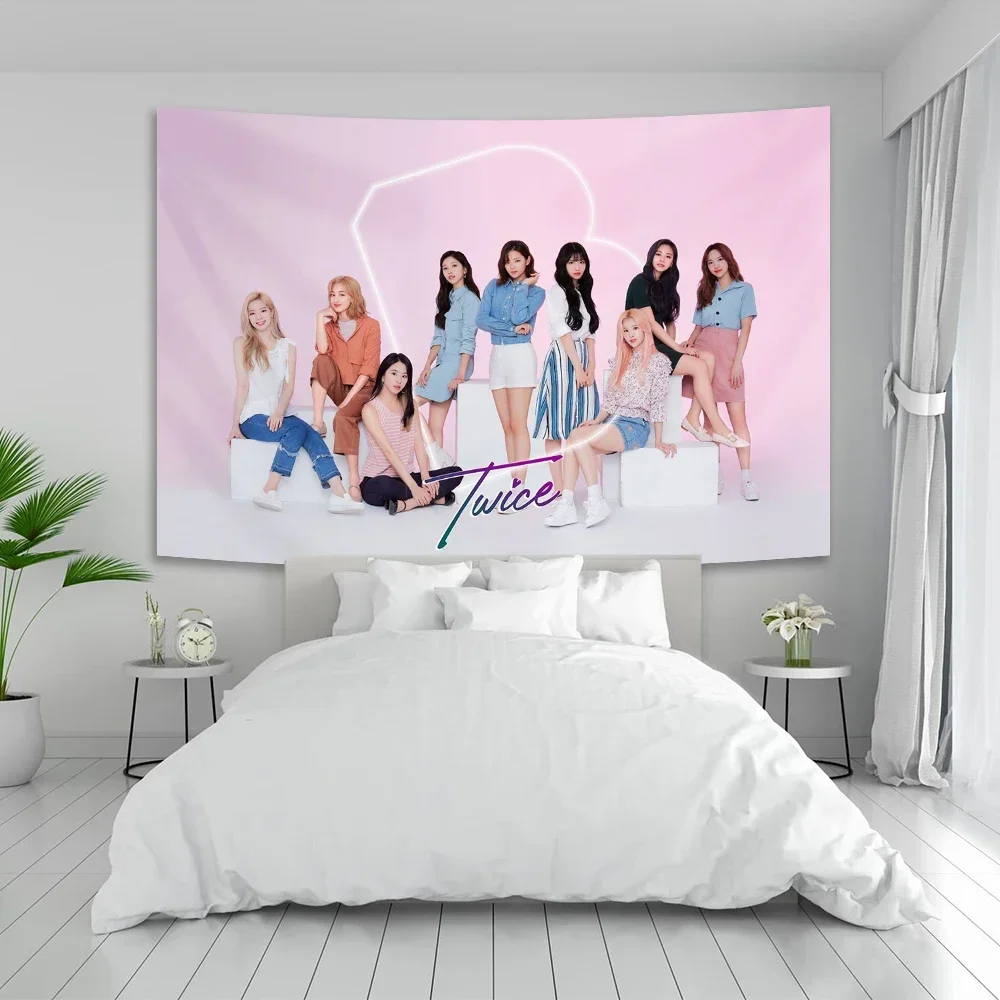 Kpop Twices Wall Tapestry Korea Girl Idol Printed Large Fabirc Of Bedroom Wall Hanging Home Decor