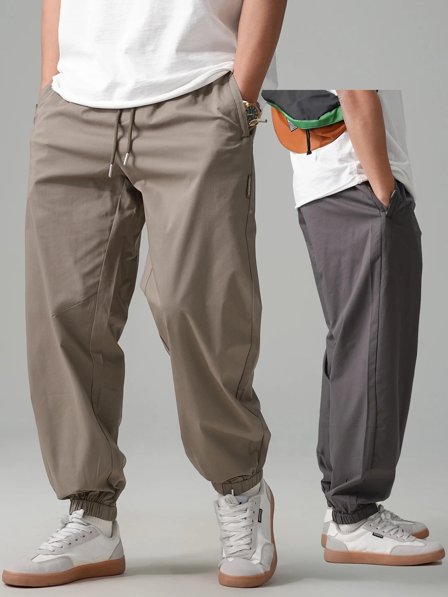 

Chandasui Men's Casual Pants Lightweight Spring Summer Dstring Trousers Commuter Versatile Loose Fit Straight Leg Pants