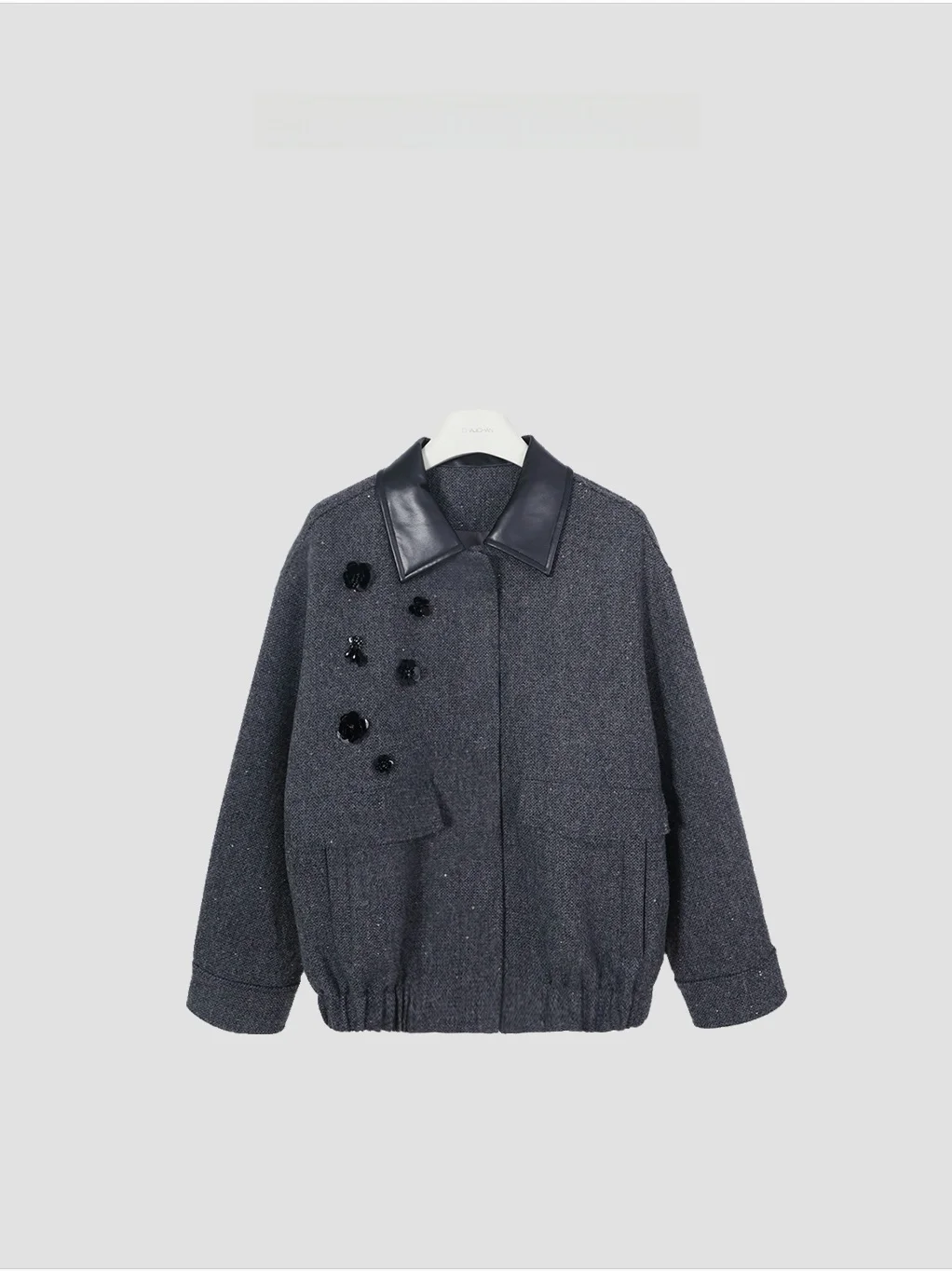 

Gao Song Moment Luxury Wool Blend Jaet Collar Stand up Loose Fit Versatile Women's ort Outerwear mat Sle Button ...