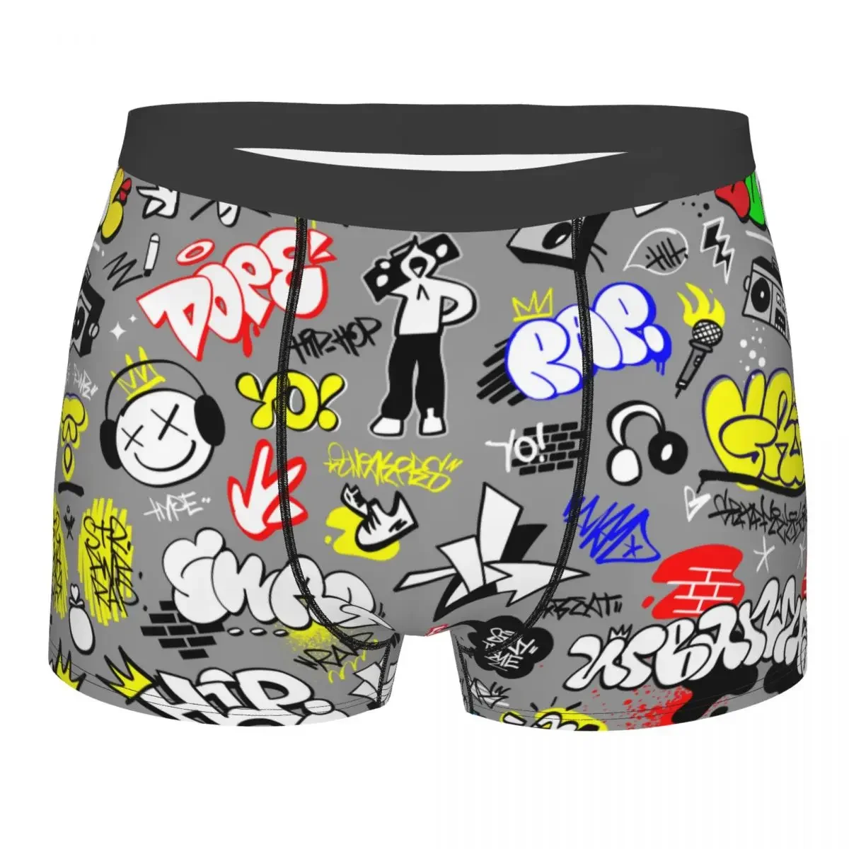 Custom Rap Music Street Style Lettering Graffiti Art Boxers Shorts Men's Briefs Underwear Cool Underpants