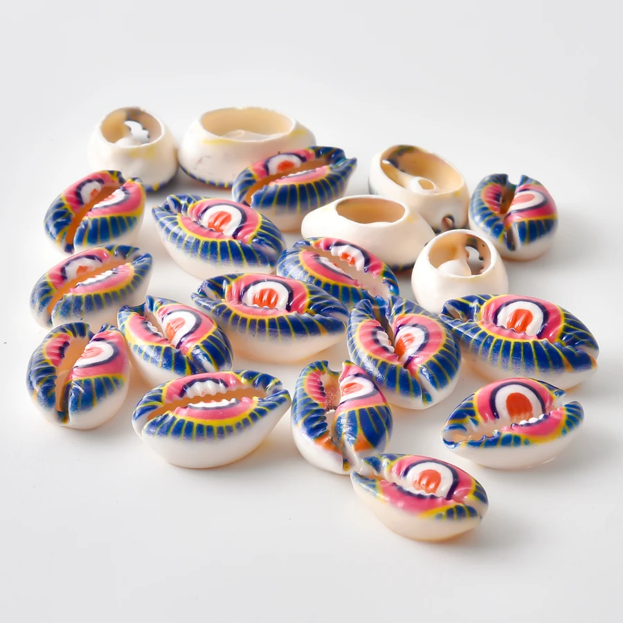 5 Stück bunte Muschel-Anhänger mit bösem Blick/Türkischem Auge, Seestern, Schildkröten-Muscheln, Anhänger für die Schmuckherstellung, handgefertigte Armbänder, Geschenk – Detail 4