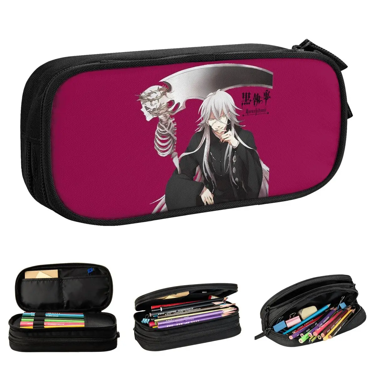 

Fashion Black Butler Sebastian Ciel Pencil Cases Pencilcases Pen Holder for Girl Boy Big Pencil Bags School Supplies Zipper