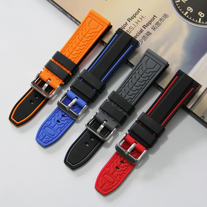 

Two-color Silicone Watch Strap, Water Ghost, Diving Strap, Sports Sweat-proof, Suitable for Hippocampus Mido Diesel Large Dial