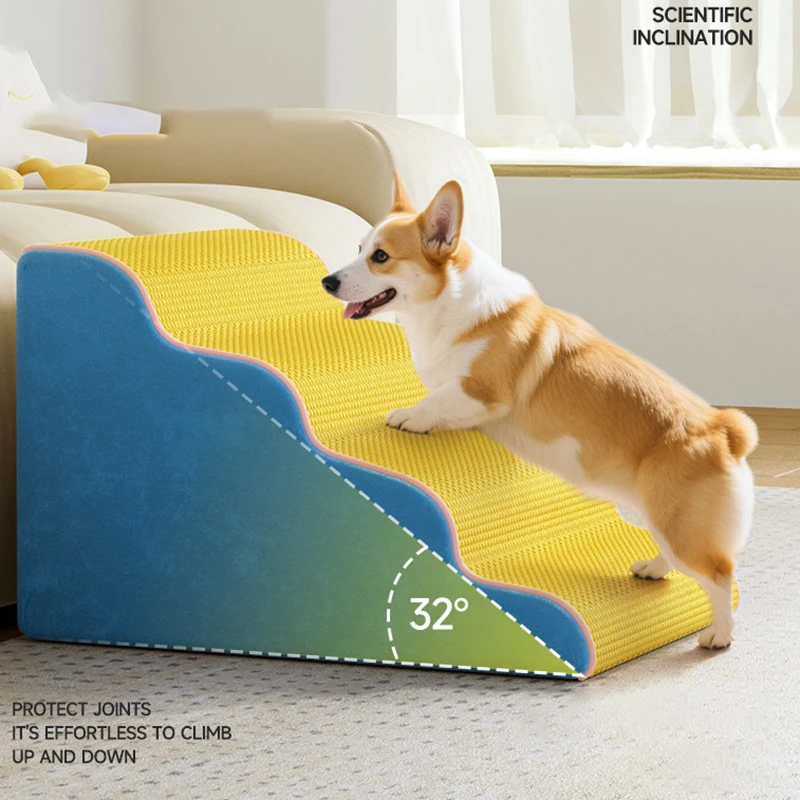 

Dog Cat Ramp Ladder 3/4 Step Pet Stair Memory Foam Sponge Dogs Sofa Removable and Washable Training Pet Ramp Stairs Pet Supplies