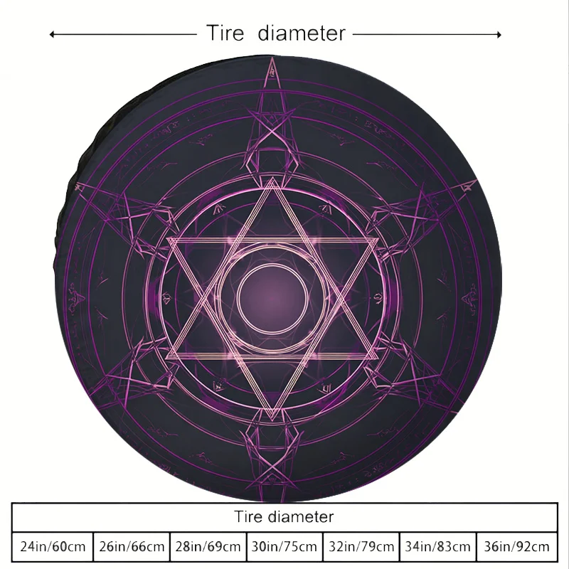 Mystical Geometric Starburst Symmetrical Pattern Polyester Fiber Spare Tire Cover