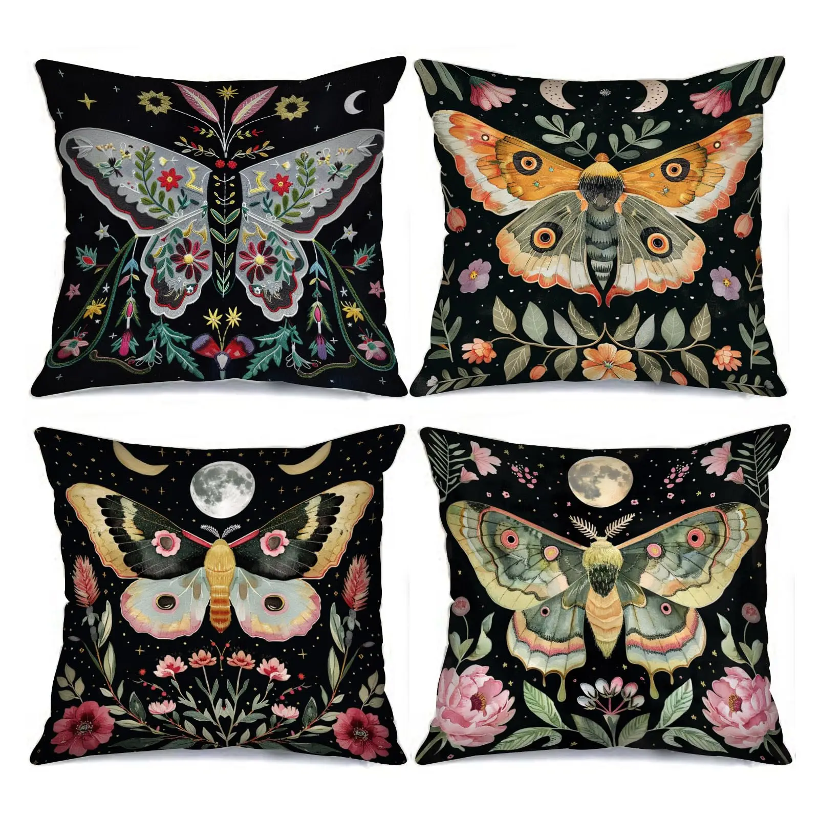 Enchanting Moth Floral Double-sided Printed pillow cover Short plush Suitable living rooms bedrooms sofas throw cushion cover
