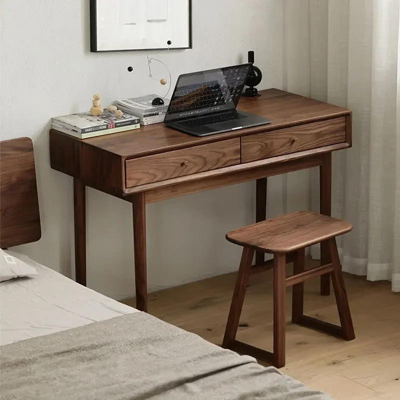 Nordic black walnut bedroom dresser modern simple makeup table bedroom small apartment computer table 3