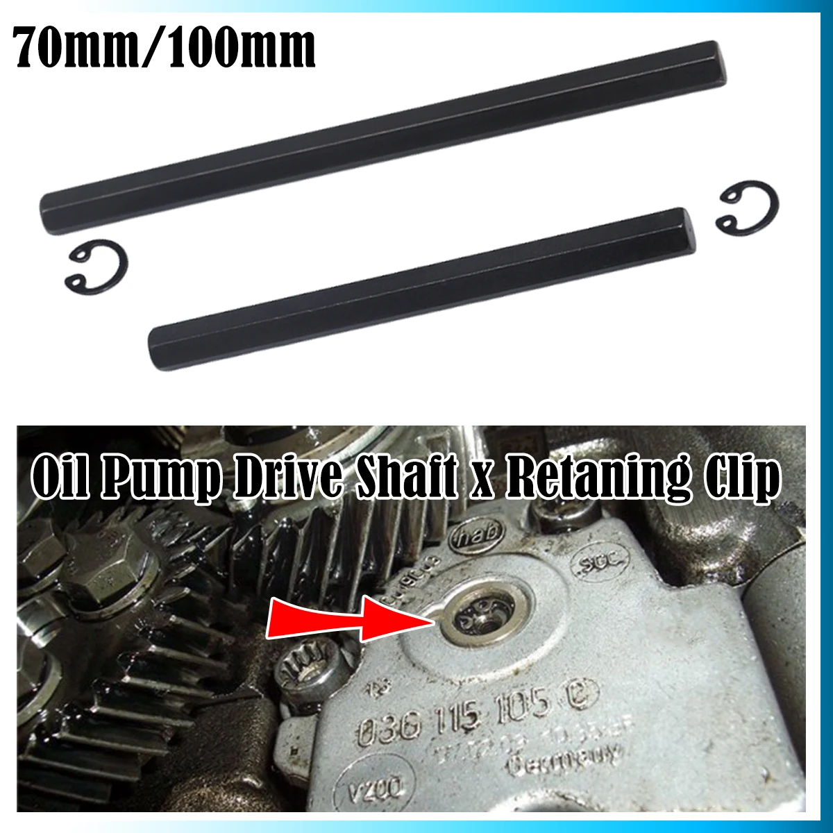 

77mm/100mm Oil Pump Drive Key Hex Allen Balance Shaft With Securing Ring Circlip For Audi A3 A4 A5 A6 Seat Cupra VW Passat Golf