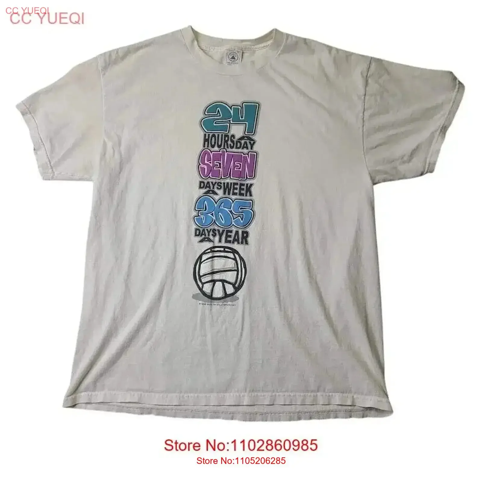 VTG 1998 Woman's XL Girl World Sports Volleyball T Shirt 24Seven365 White vintage Washed Slightly Comfortable graphic vintage