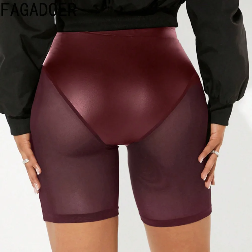 FAGADOER Fashion Bodycon Shorts Women Mesh Stitching Body Shaping Butt Lifter Thin Five Quarter Pants Female Bottoms Sportwear