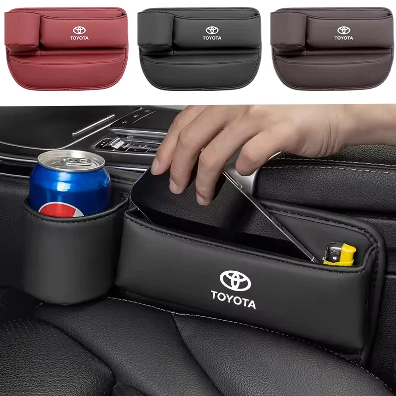 

For Toyota NEW PU Leather Car Seat Storage Bag Multifunctional Gap Organizer Box Gazoo Racing Corolla Crown Yaris Chr Auris Rav4