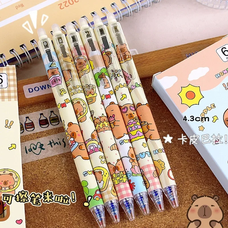 24Pcs Wholesale Novelty Press Kapibara Student Special High-value Cute and easy to wipe gel pens Creative Stationery