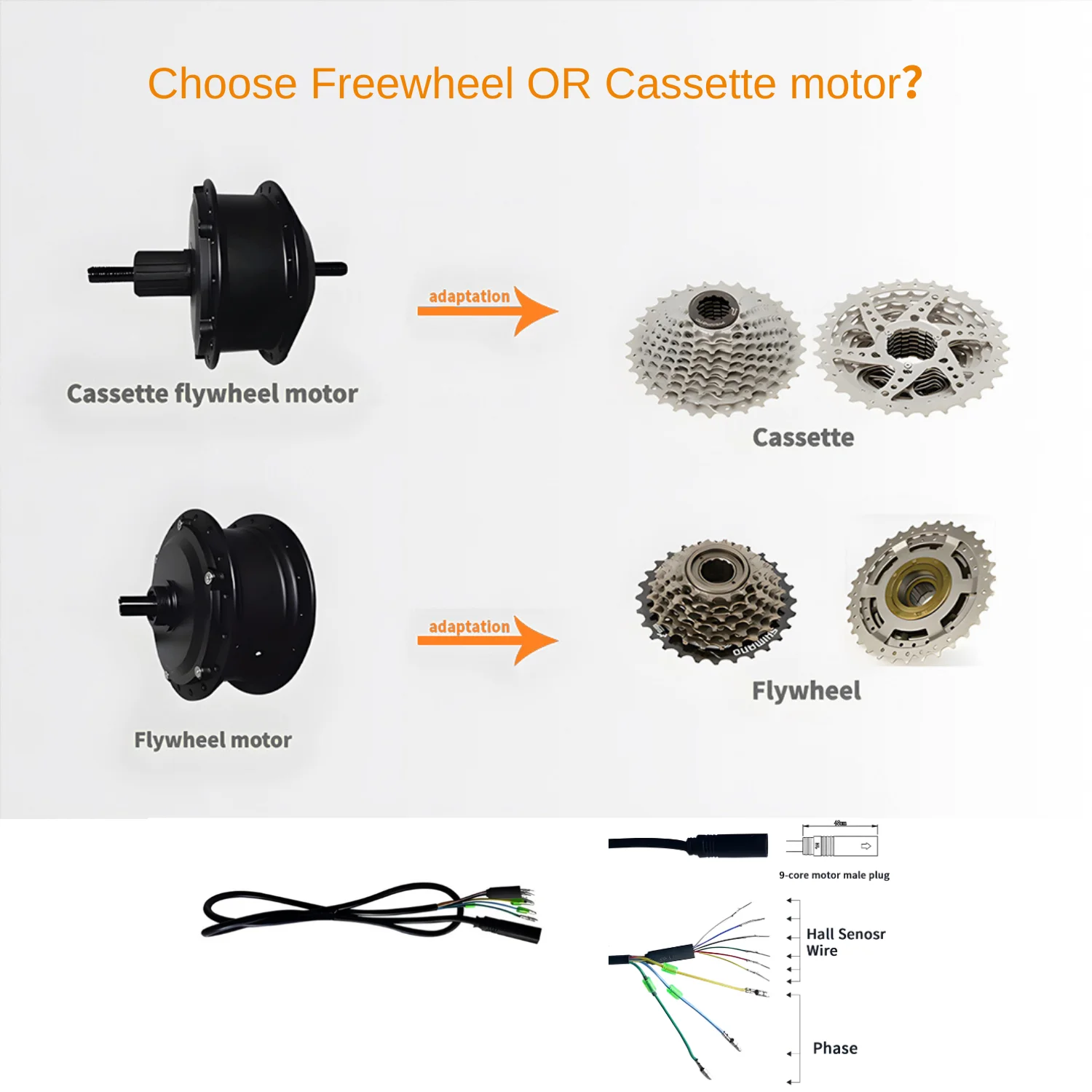 Kit motore mozzo ruota 36V 48V 250W 350W 500W motore mozzo Ebike motore posteriore cassetta conversione ruota libera Kit bicicletta elettrica