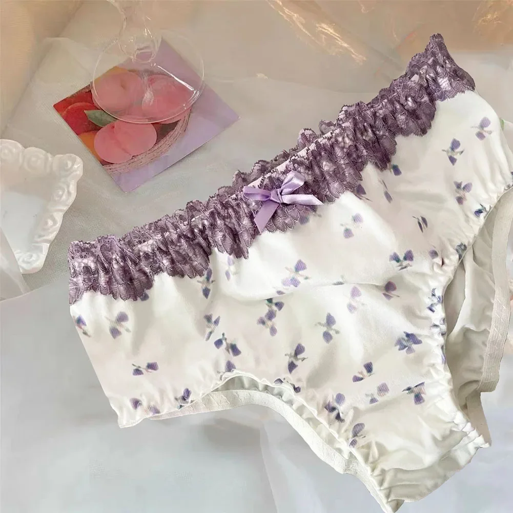 Brazilian Underwear Female Sexy Lace Flower Thin Women\'s Panties Soft Japanese Trunks Low-Waist Triangle Shorts Girls Underpants