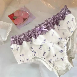 Brazilian Underwear Female Sexy Lace Flower Thin Women's Panties Soft Japanese Trunks Low-Waist Triangle Shorts Girls Underpants