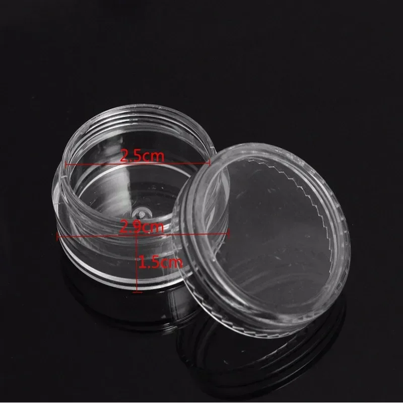 12Pcs 2.5ML  Clear Plastic Jewelry Bead Storage Box Small Round Container Jars  Make Up Organizer Boxes