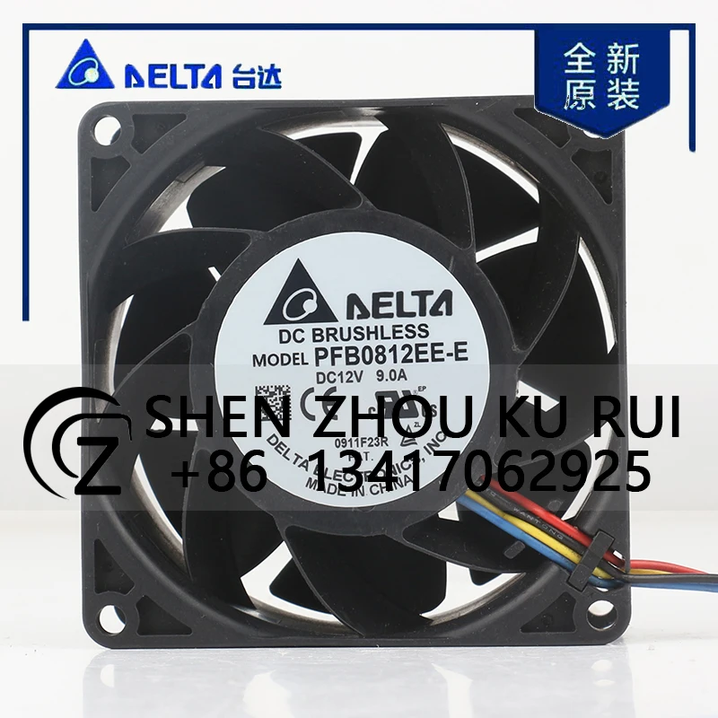 

Delta 24V 48V DC 12V 9.0A AC EC 8038 80X80X38MM 8CM Inverter PWM Control Speed Sensor Axial Ball Bearing PFB0812EE-E Cooling Fan